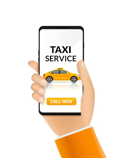 Diseño de aplicación de servicio de taxi Orden de teléfono móvil Ilustración de aplicación de taxi conductor de servicio coche amarillo