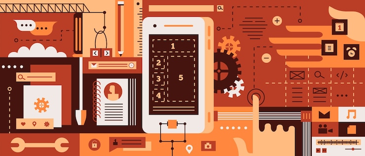 Vector diseño de aplicación para teléfono móvil