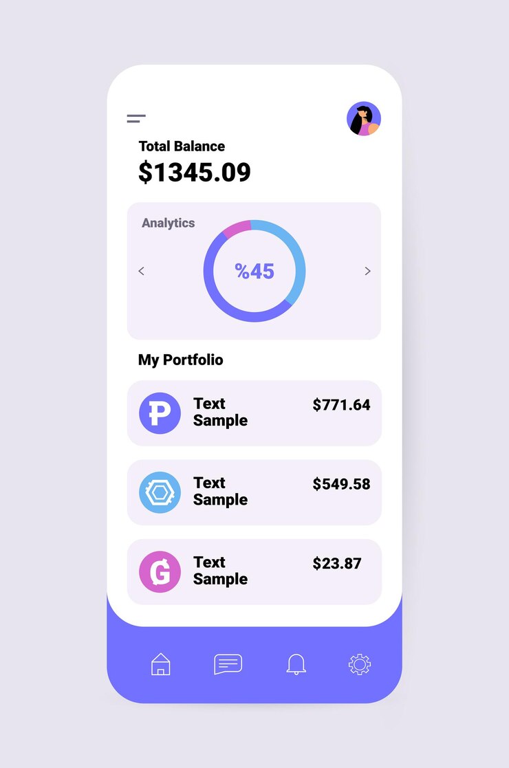Vector diseño de aplicaciones de criptomonedas aplicación de transferencia de dinero virtual en la pantalla del teléfono inteligente transacción bancaria concepto de moneda digital ilustración de vector vertical