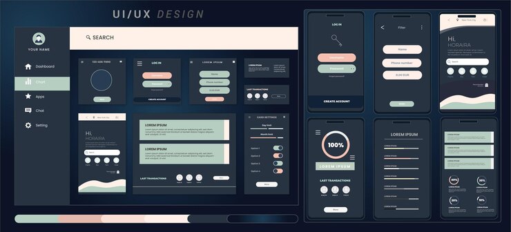 Vector diseño de aplicaciones de lujo o uiux