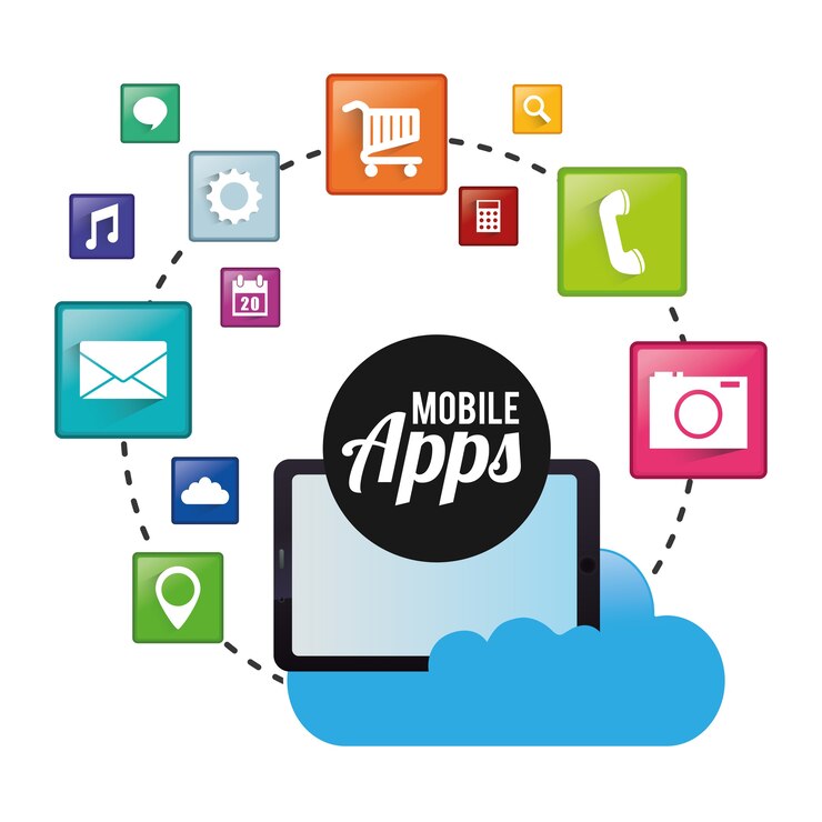 Vector diseño de aplicaciones móviles para tabletas.