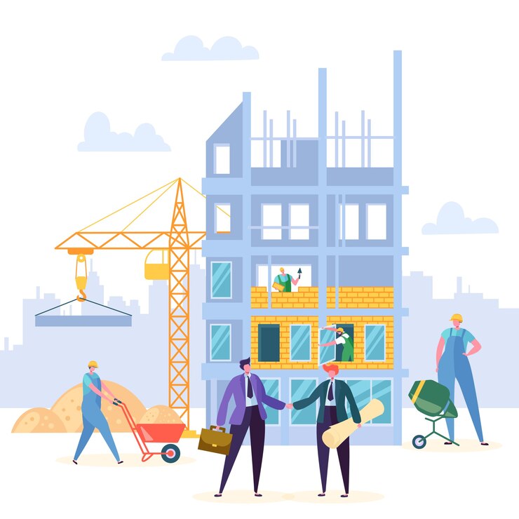 Vector diseño de apretón de manos de acuerdo de construcción