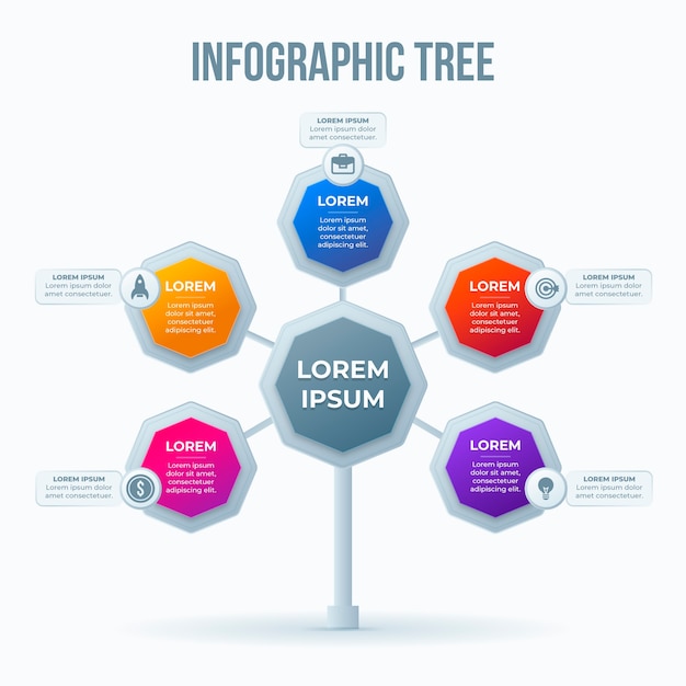 Diseño de árbol de infografía degradado