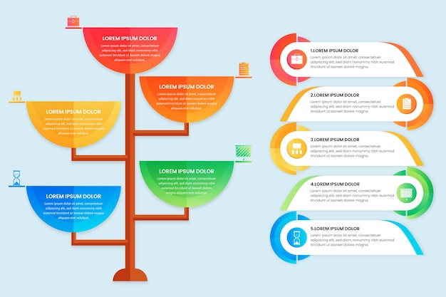 Diseño de árbol de infografía degradado