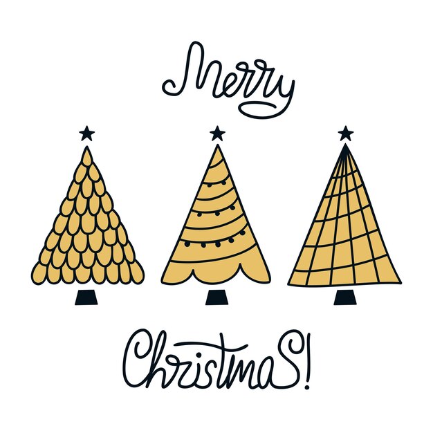 Diseño de árbol de navidad dibujado a mano plano vectorial
