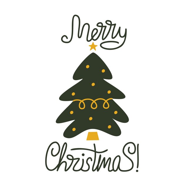 Diseño de árbol de navidad dibujado a mano plano vectorial