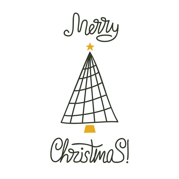 Diseño de árbol de navidad dibujado a mano plano vectorial
