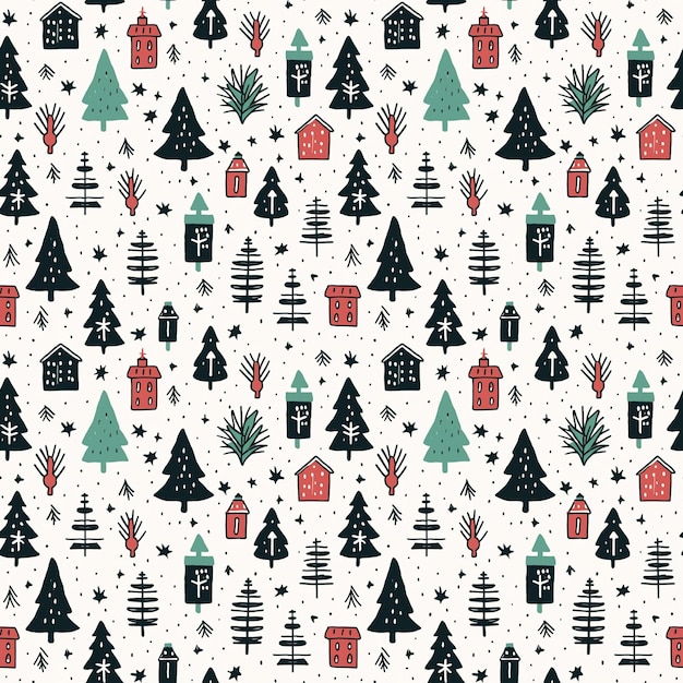 Diseño de árboles de Navidad dibujados a mano