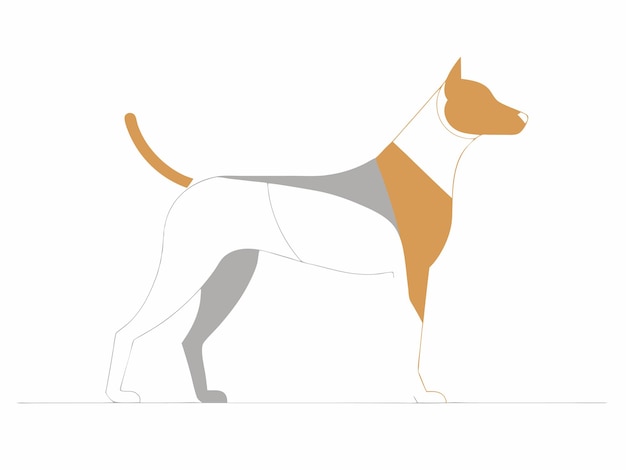 Diseño de arte de línea continua abstracta de perro sobre fondo blanco