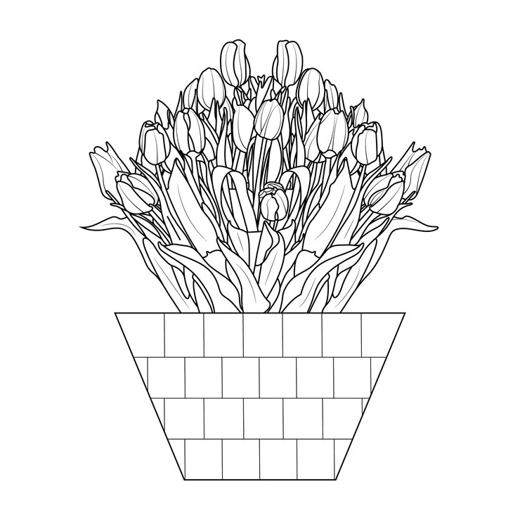 Diseño de arte de línea de flores dibujado a mano floral creativo