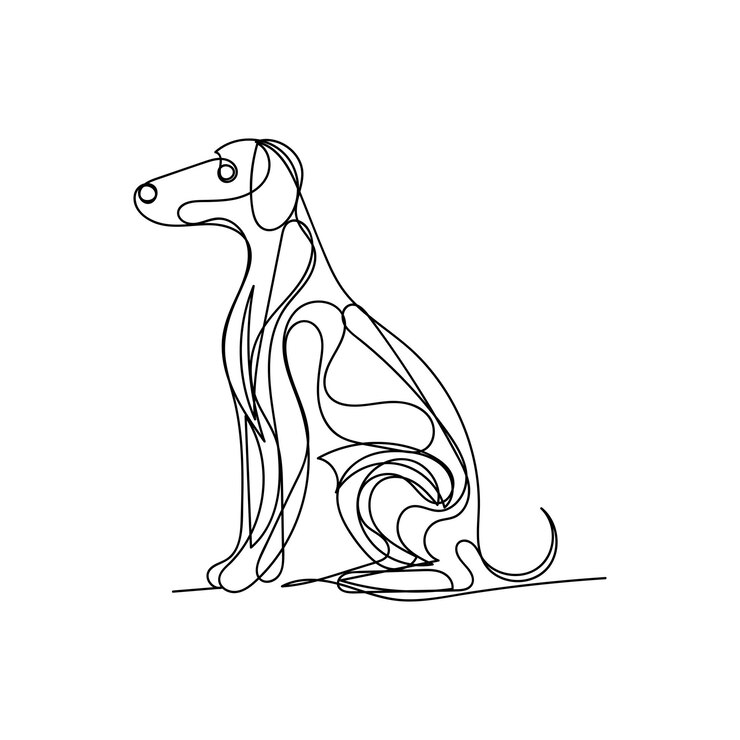 Vector diseño de arte de una línea de perro arte de línea continua de perro