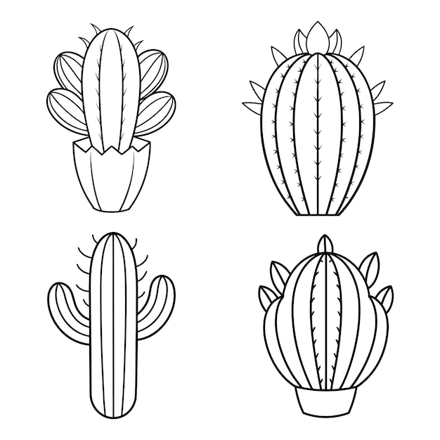 Diseño de arte de línea única de cactus Ilustración de arte vectorial minimalista para decoración del hogar e impresiones