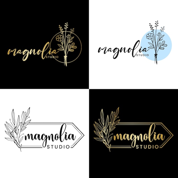 Diseño de arte de logotipo de magnolia