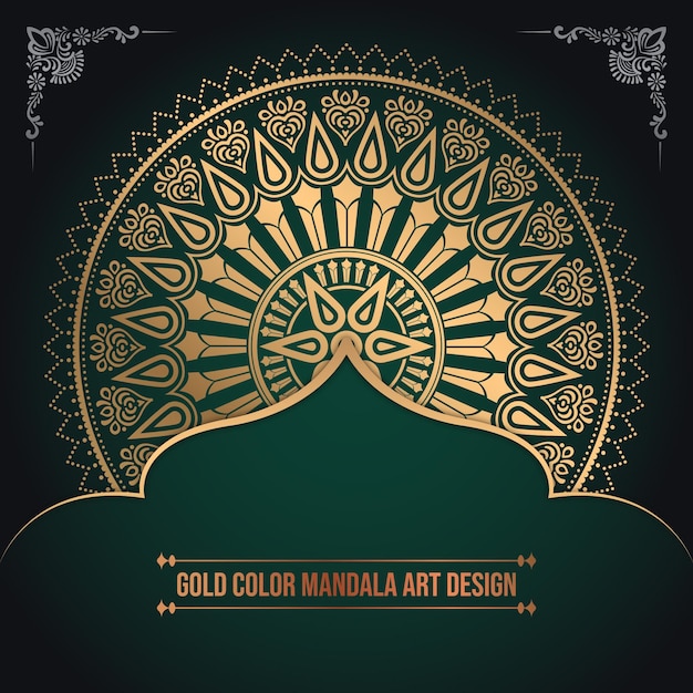 Diseño de arte de mandala islámico de color dorado