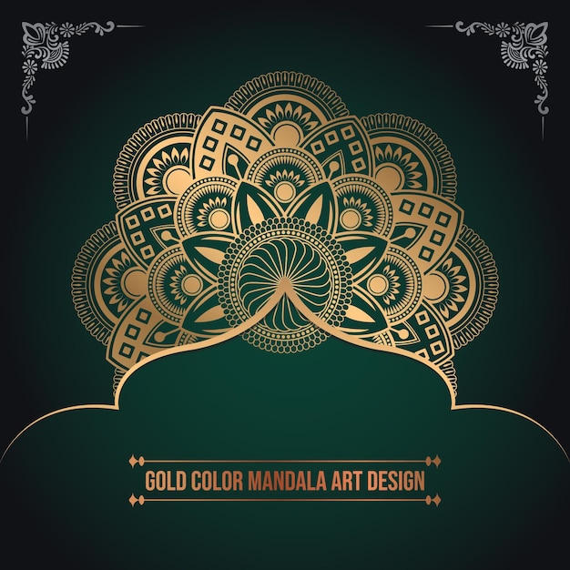 Diseño de arte de mandala de patrón islámico de color dorado