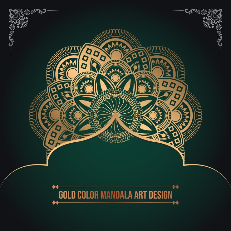 Diseño de arte de mandala de patrón islámico de color dorado
