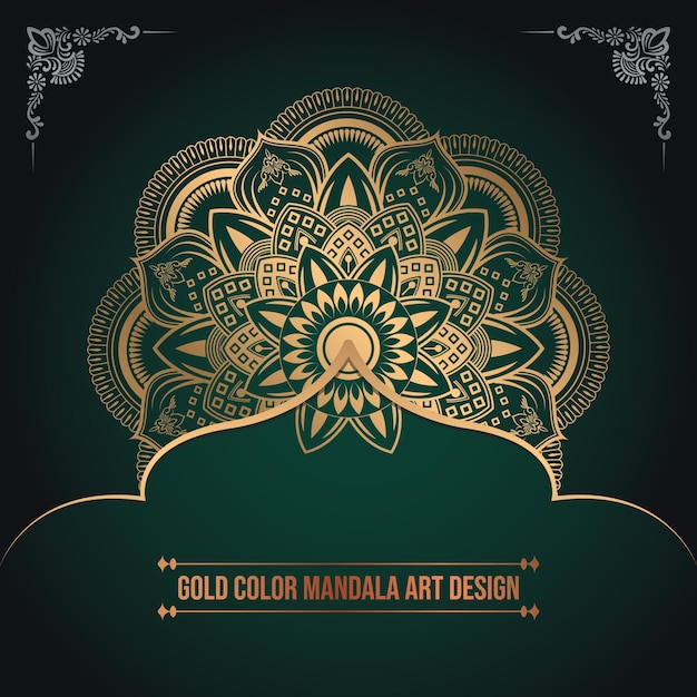 Diseño de arte de mandala de patrón islámico de color dorado