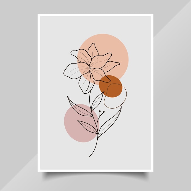 diseño de arte de pared de arte de línea de flor moderna