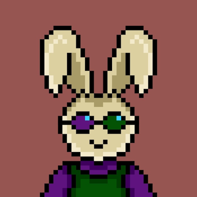 Diseño de arte de píxeles de conejo punk no 165