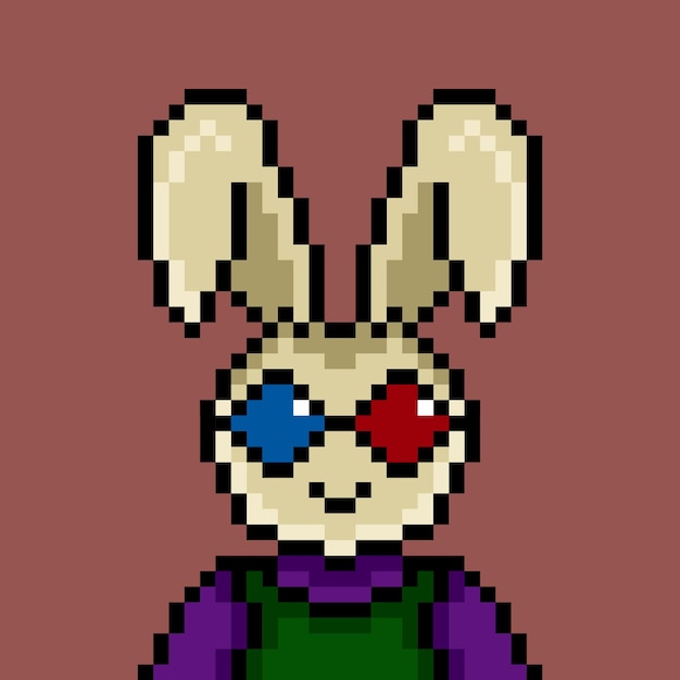 Diseño de arte de píxeles de conejo punk no 166