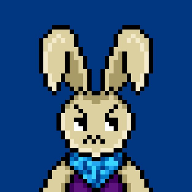 Diseño de arte de píxeles de conejo punk no 201