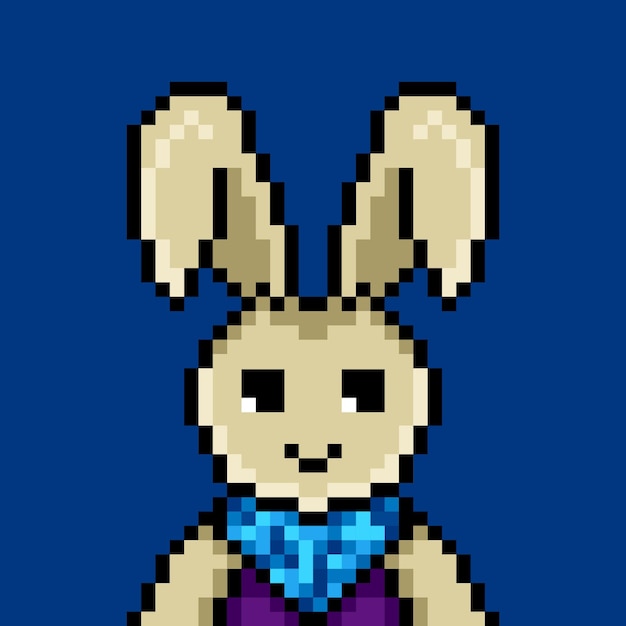 Diseño de arte de píxeles de conejo punk no 203