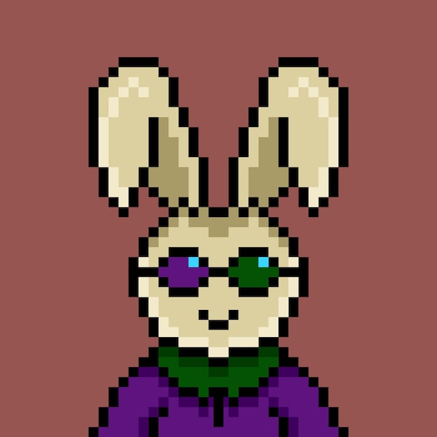 Diseño de arte de píxeles de conejo punk no 227