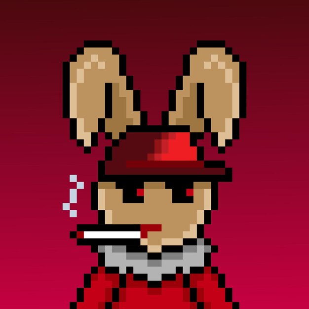 Diseño de arte de píxeles de conejo punk no 317