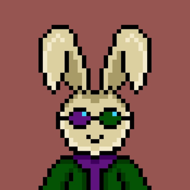 Diseño de arte de píxeles de conejo punk no 77