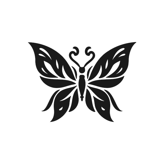 un diseño con arte de silueta una imagen de una mariposa negra