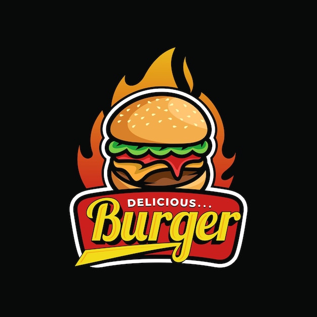 Diseño de arte vectorial de logotipo de hamburguesa