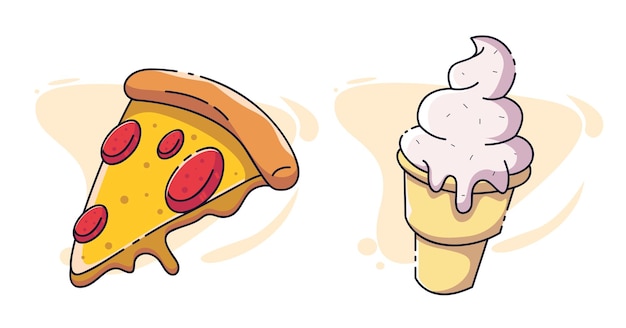 Diseño de arte vectorial de pizza y helado gratis.