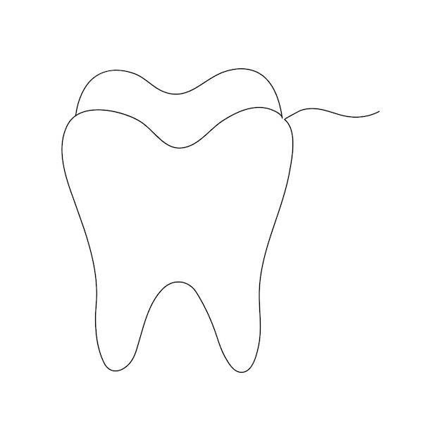 Diseño artístico continuo de dientes de una línea hermosa