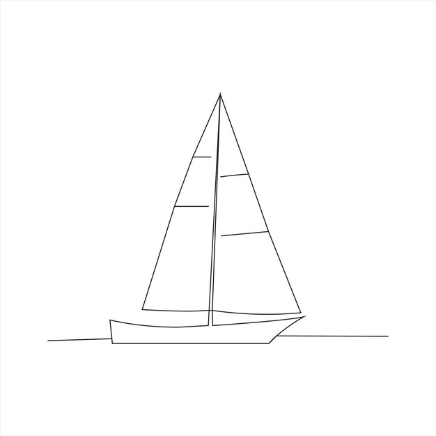 Diseño artístico de dibujo continuo de un barco a vela de una línea