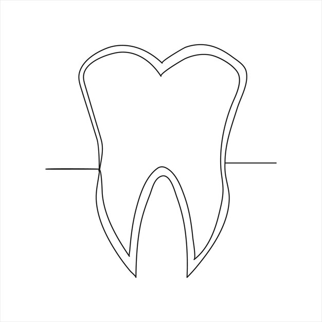 Vector diseño artístico de dibujo continuo de dientes de una línea
