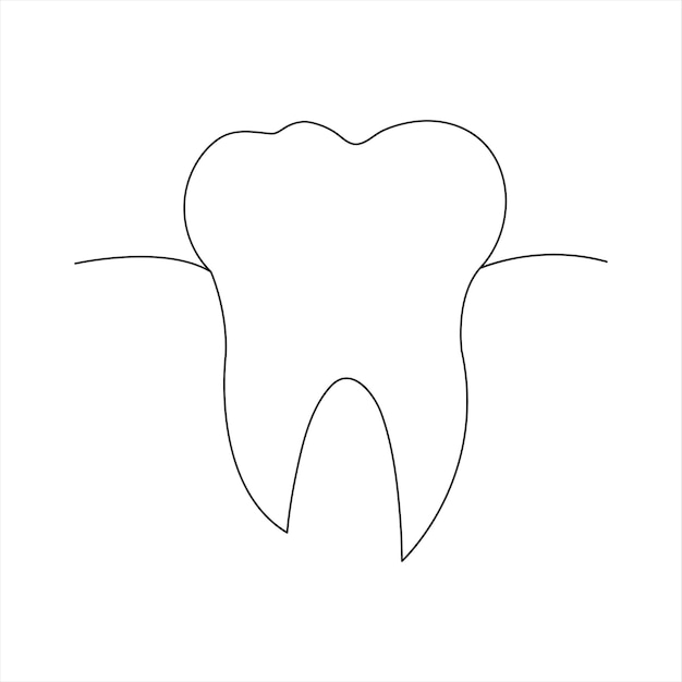 Diseño artístico de dibujo continuo de dientes de una línea