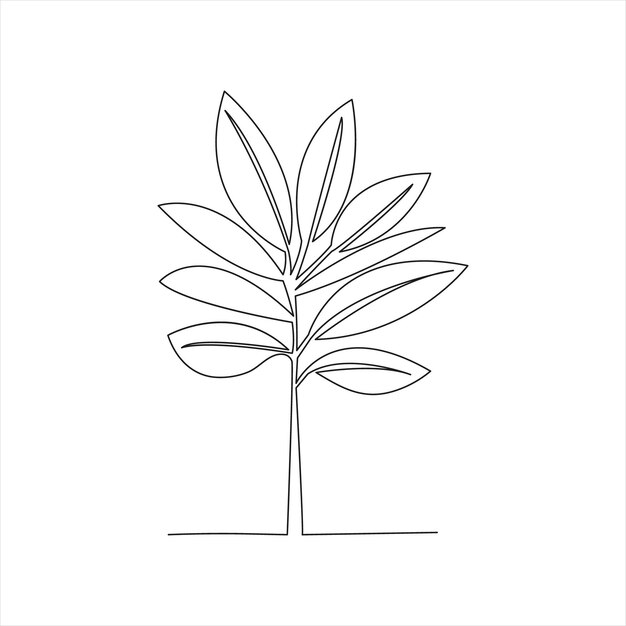 Vector diseño artístico de dibujos de plantas de una línea continua y hermosa