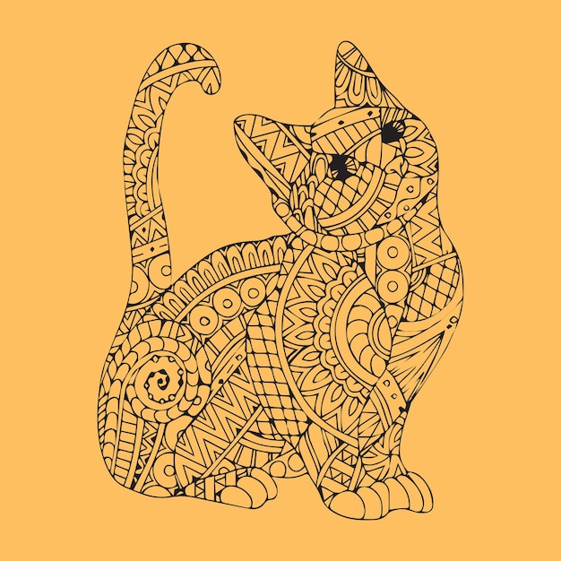 Diseño artístico de la ilustración de Mandalar Cat