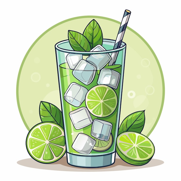 Diseño artístico de ilustraciones vectoriales de jugo de lima Mojito
