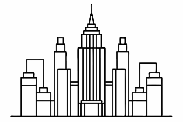 Diseño artístico de la línea del Empire State Building para una decoración moderna y elegante