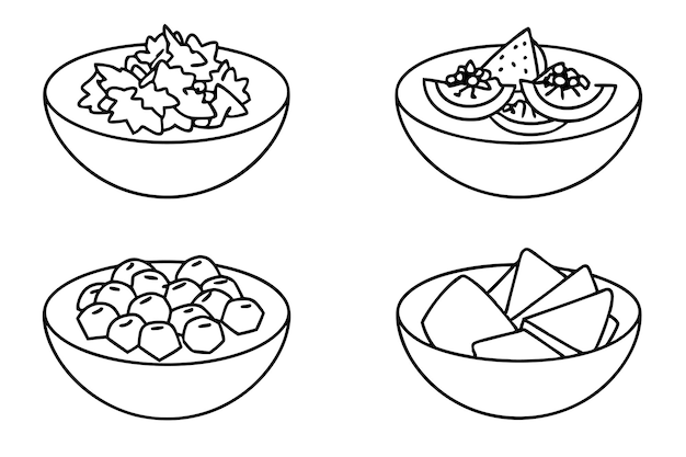 Diseño artístico de línea de Fattoush Dibujo gráfico simple