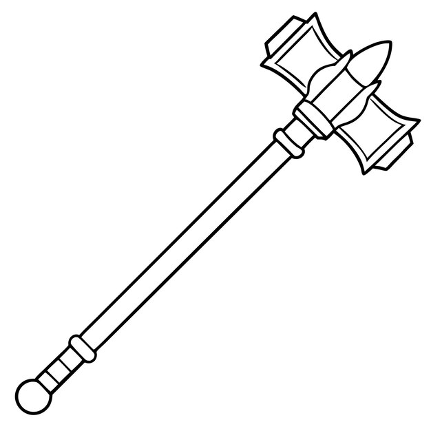Diseño artístico de la línea Mace Clipart de madera