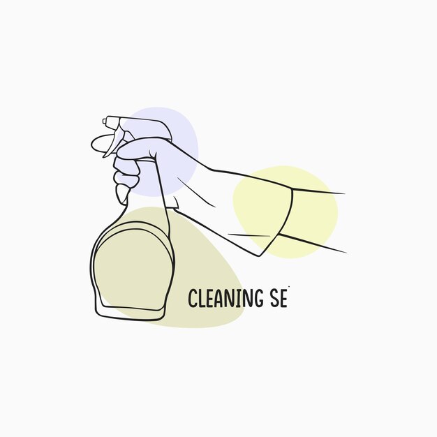 Diseño artístico de la línea de servicio de limpieza dibujado a mano