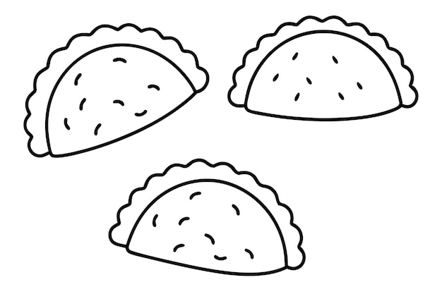Diseño artístico de líneas de Empanadas Dibujo a mano Esbozo Ilustración Obra artística