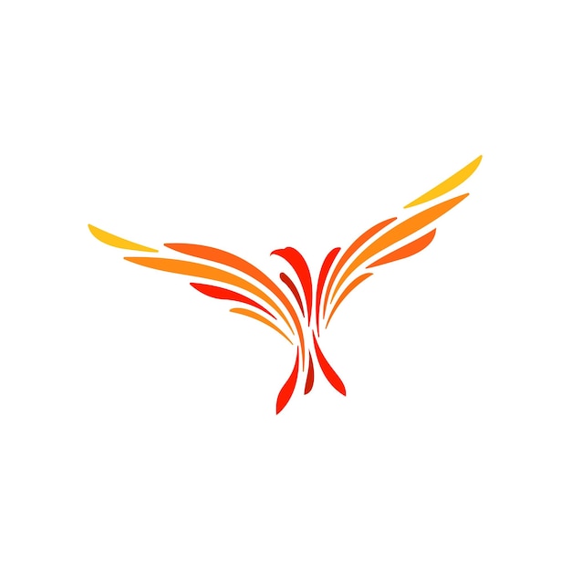Diseño artístico del logotipo Flying Phoenix Bird con Hot Fire Flame Color