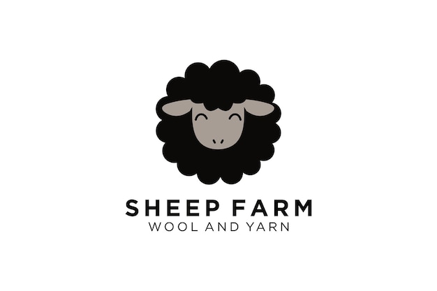 Diseño artístico del logotipo lamb sheep sun flower