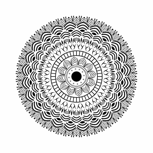 Diseño artístico de mandala floral Diseño de mandala en blanco y negro