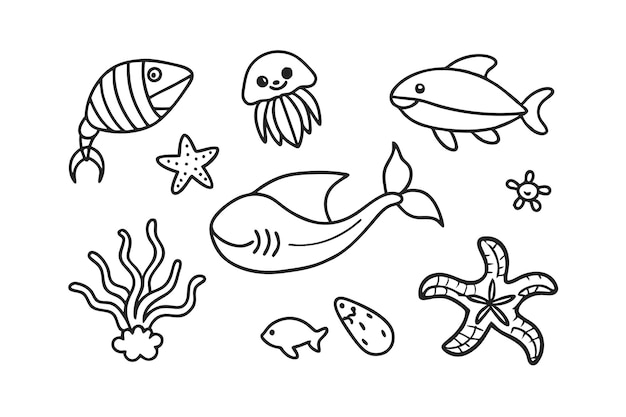 Diseño artístico de la página de colorear peces