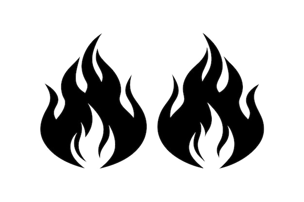 Diseño artístico vectorial del icono de la llama de fuego negra