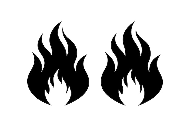 Diseño artístico vectorial del icono de la llama de fuego negra